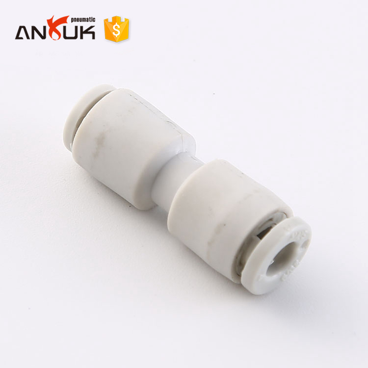 공장 도매 흰색 원형 튜브 피팅 플라스틱 공기 푸시 커넥터 공압